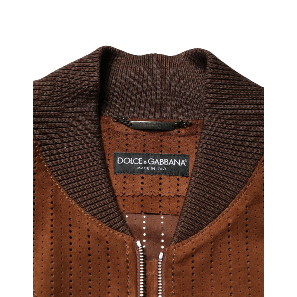 Dolce & Gabbana Suede Brown Velvet Calfskin Jacket — view 4