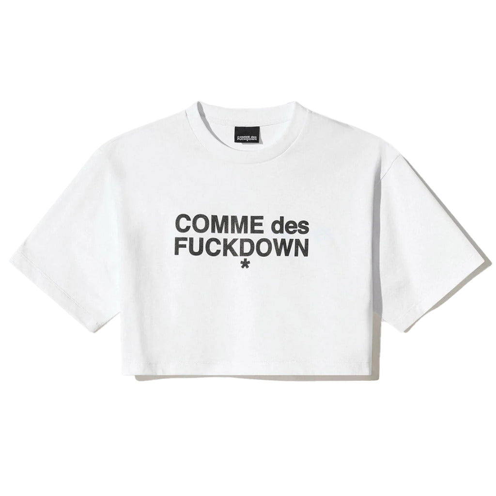 Comme Des Fuckdown Cotton T-Shirt Corta Stampa