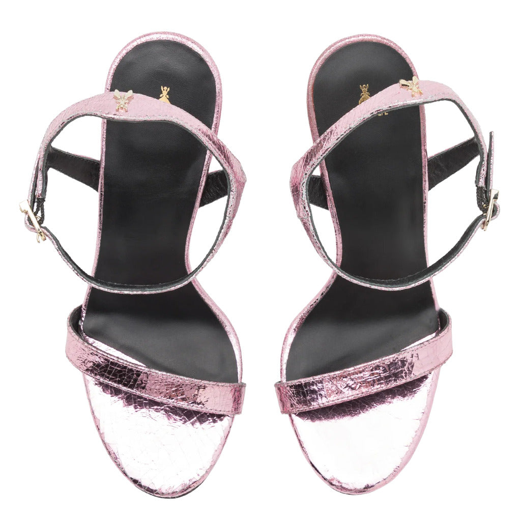 Patrizia Pepe Calfskin Sandali Craquelé Rosa Silver — view 3