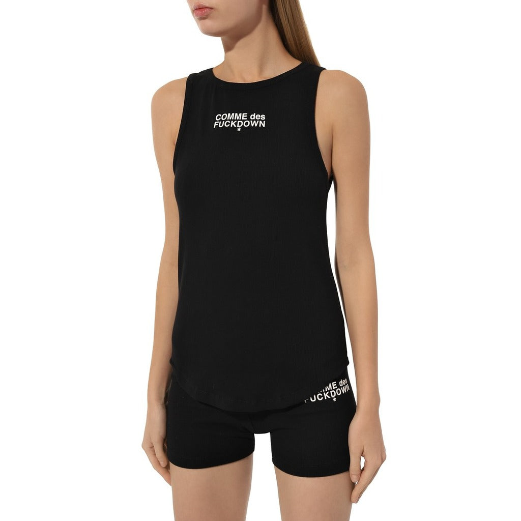 Comme Des Fuckdown Cotton Tank Top Costina Nera Black — view 4