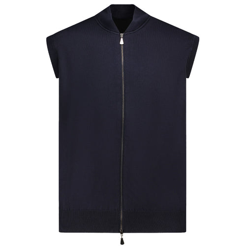Alpha Studio Cotton Vest Zip Blue Notte — view 2