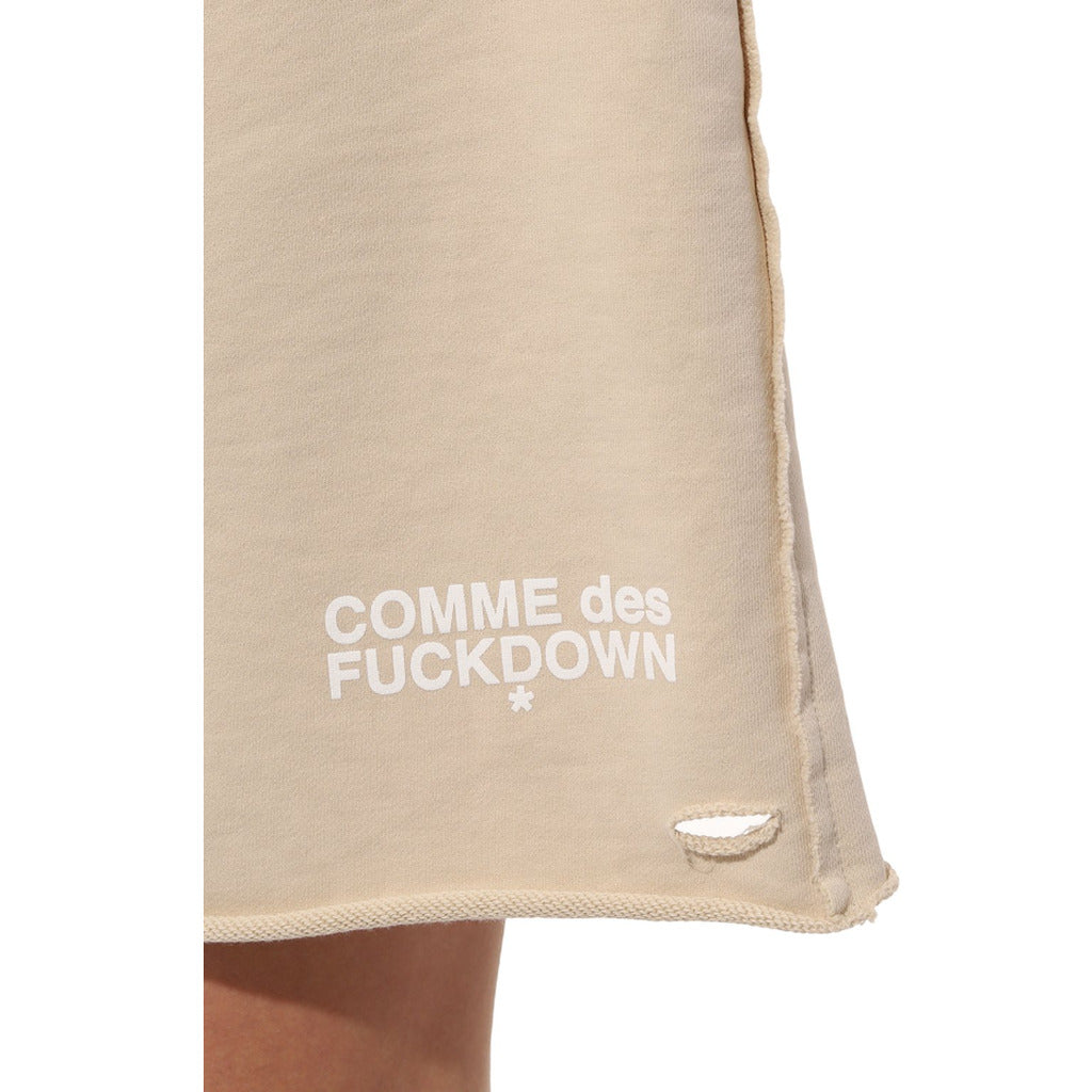 Comme Des Fuckdown Cotton Shorts Con Rotture Beige — view 4