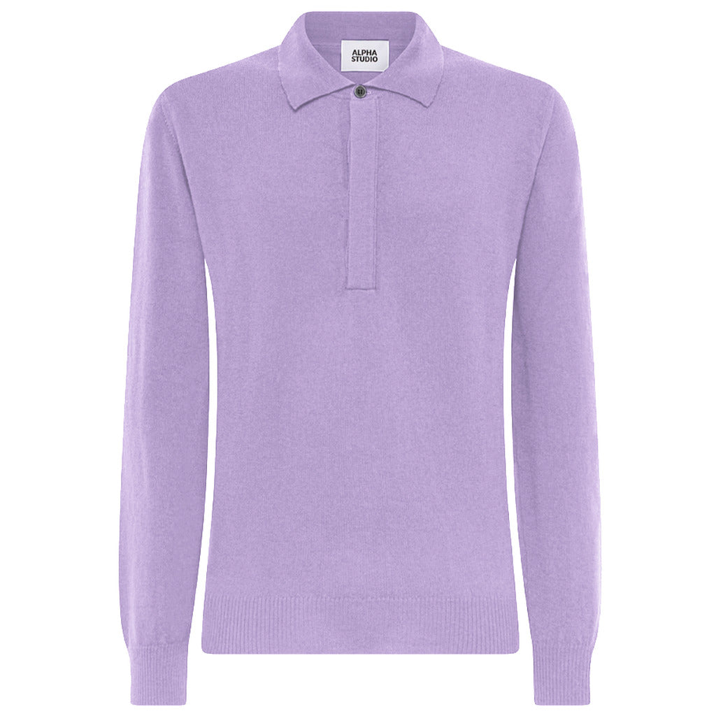 Alpha Studio Cashmere Polo Shirt Lilac