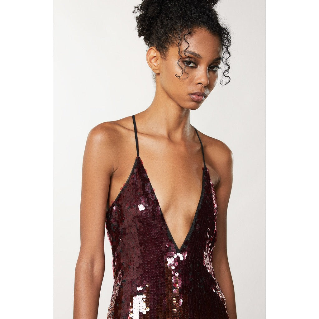 Patrizia Pepe Dress Sequins Degrade Burgundy — view 2