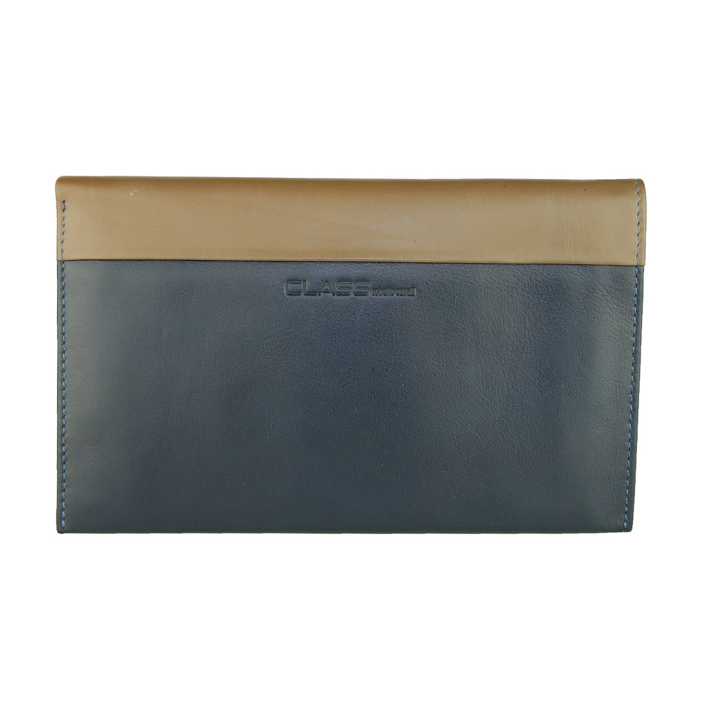 Cavalli Class Leather Wallet, Blue Color With Beige Inserts, Card