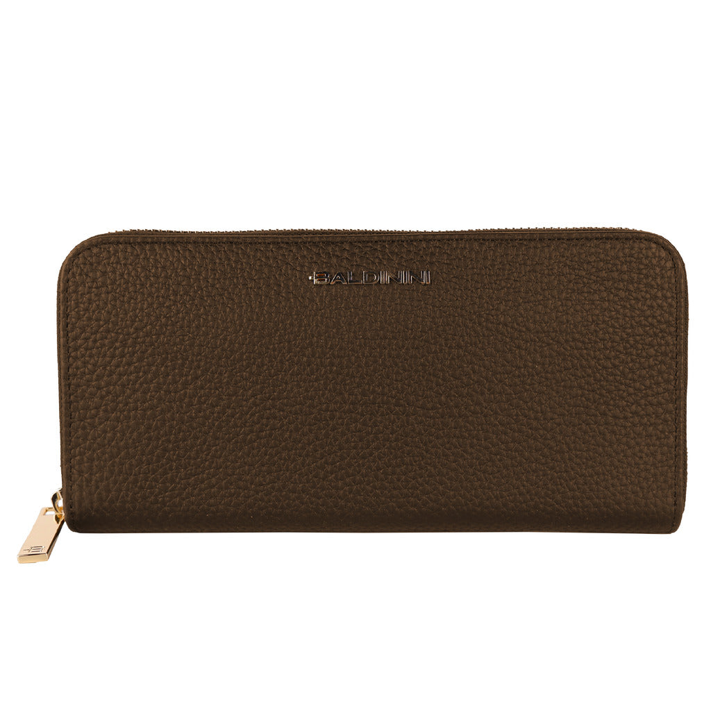 Baldinini Leather Wallet, Zipper Closure, Brand Logo On