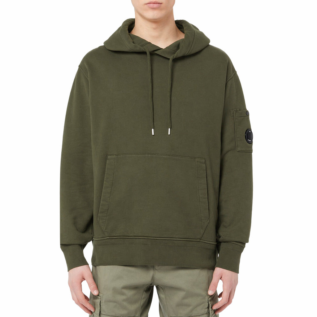 C.P. Company Cotton Sweatshirt Diagonal Goggles Green — view 2
