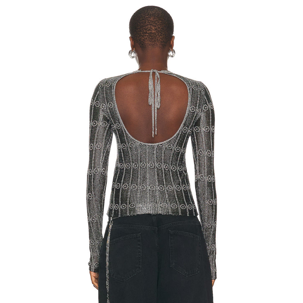 The Attico Top Black-Silver — view 2
