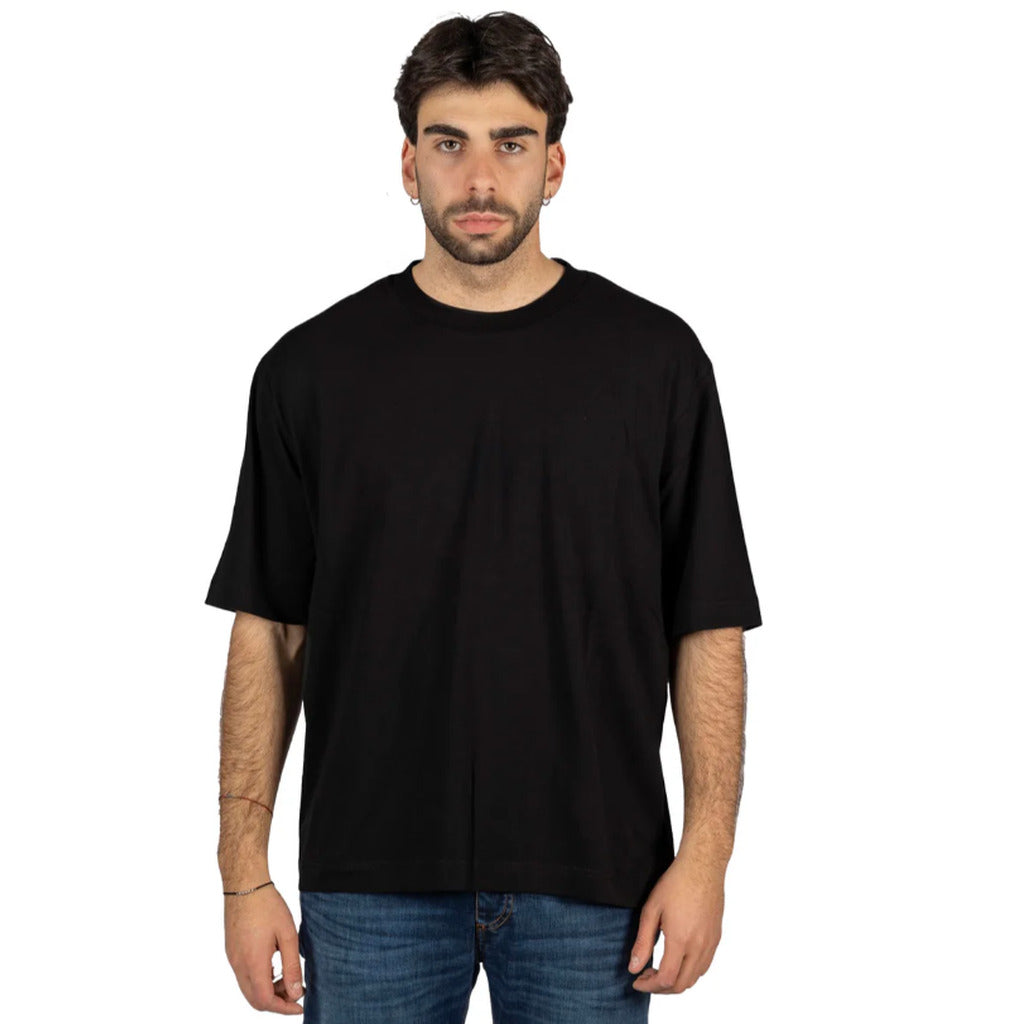 Alpha Studio , Black Solid Color Crew Neck T-Shirt — view 3