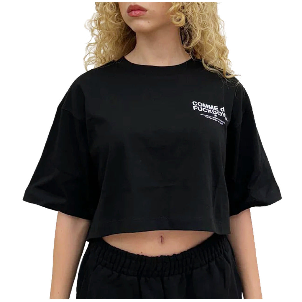 Comme Des Fuckdown Cotton T-Shirt Corta Stampa Logo