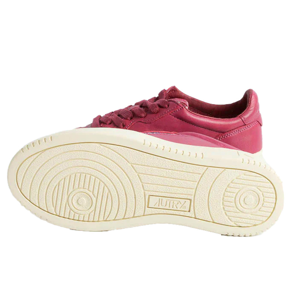 Autry Cotton Sneakers In Fuchsia Vintage Effect Goatskin, Tone-On-Tone — view 4