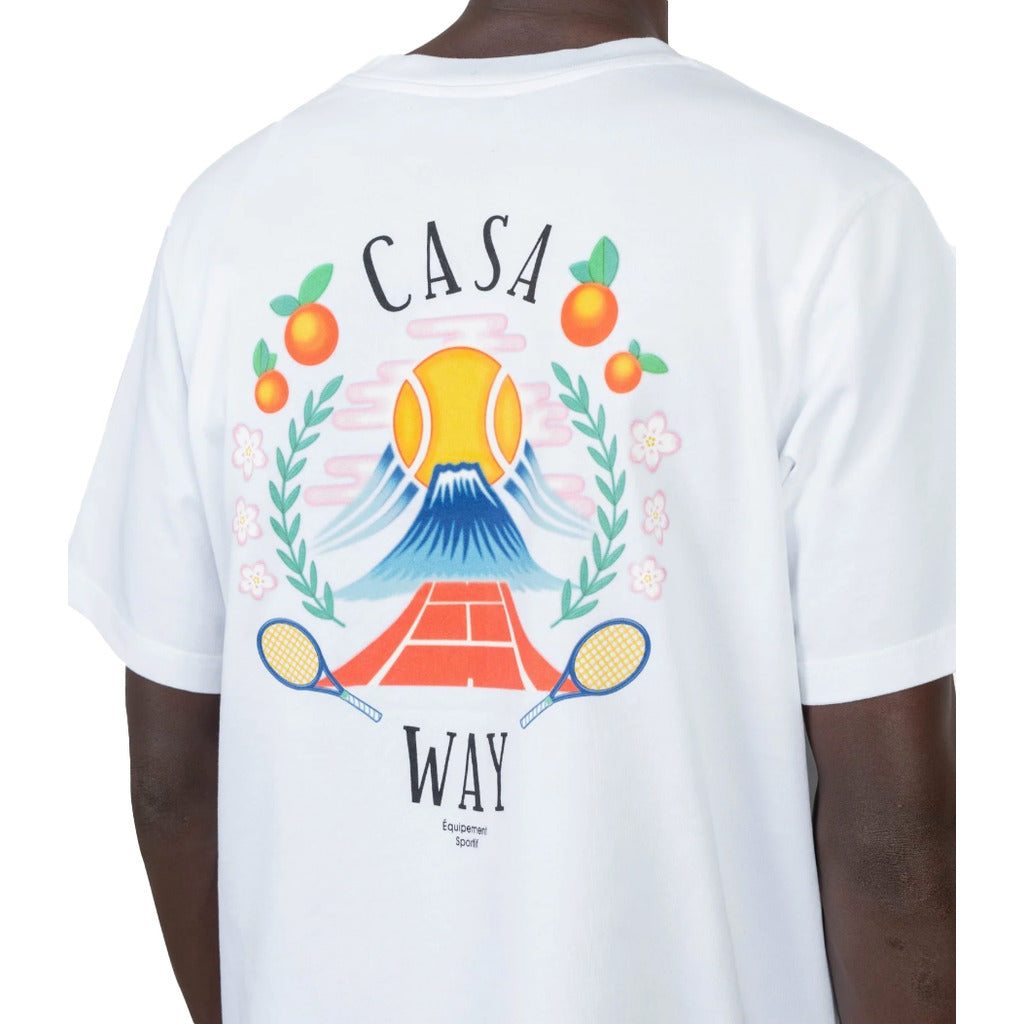 Casablanca Cotton T-Shirt Casa Way Mountain White — view 3