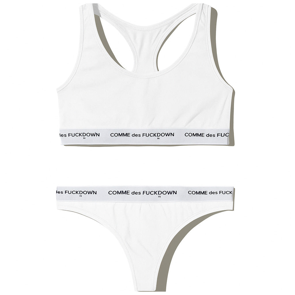 Comme Des Fuckdown Cotton Top+Slip Elastico Parlato White