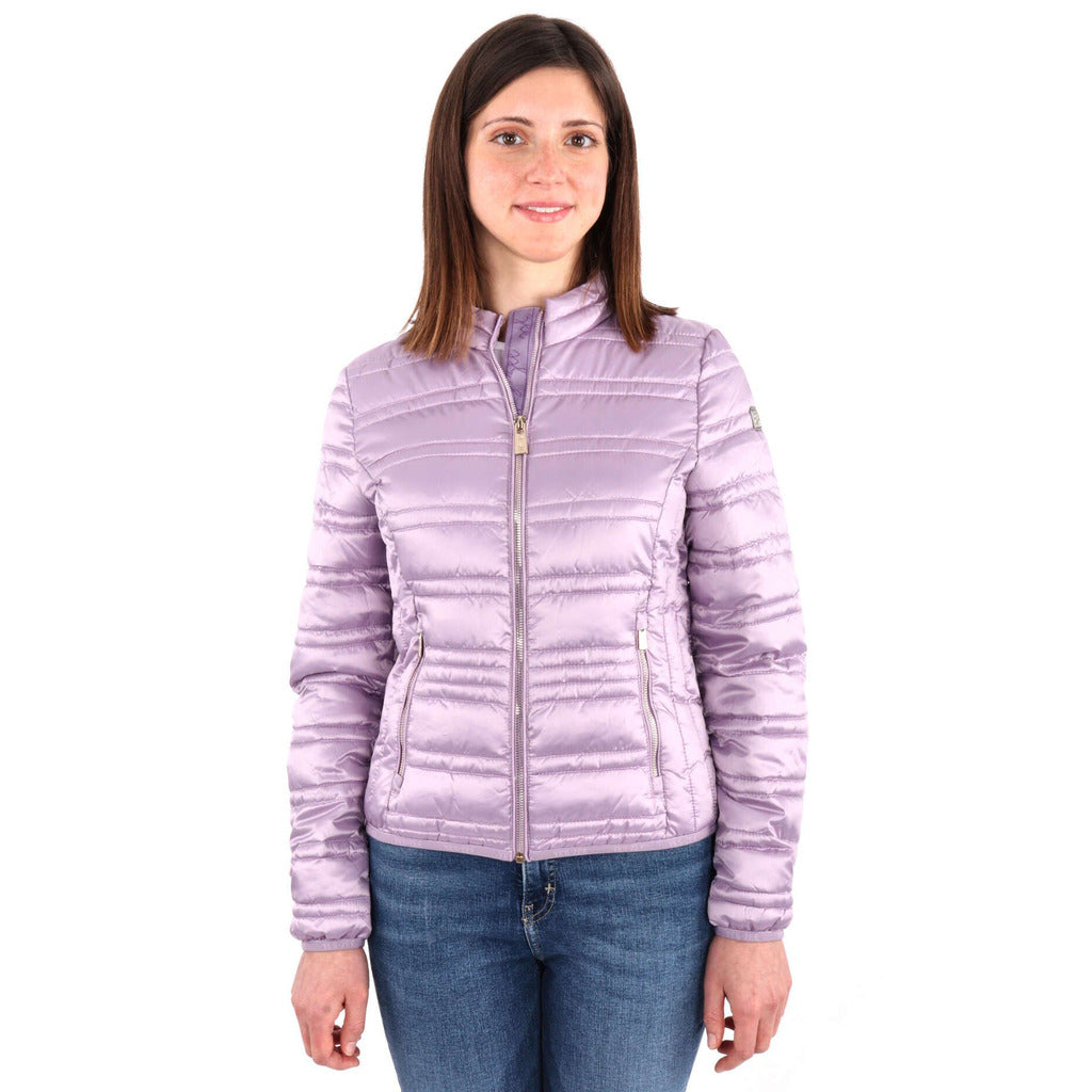 Yes Zee lightweight quilted short down jacket purple