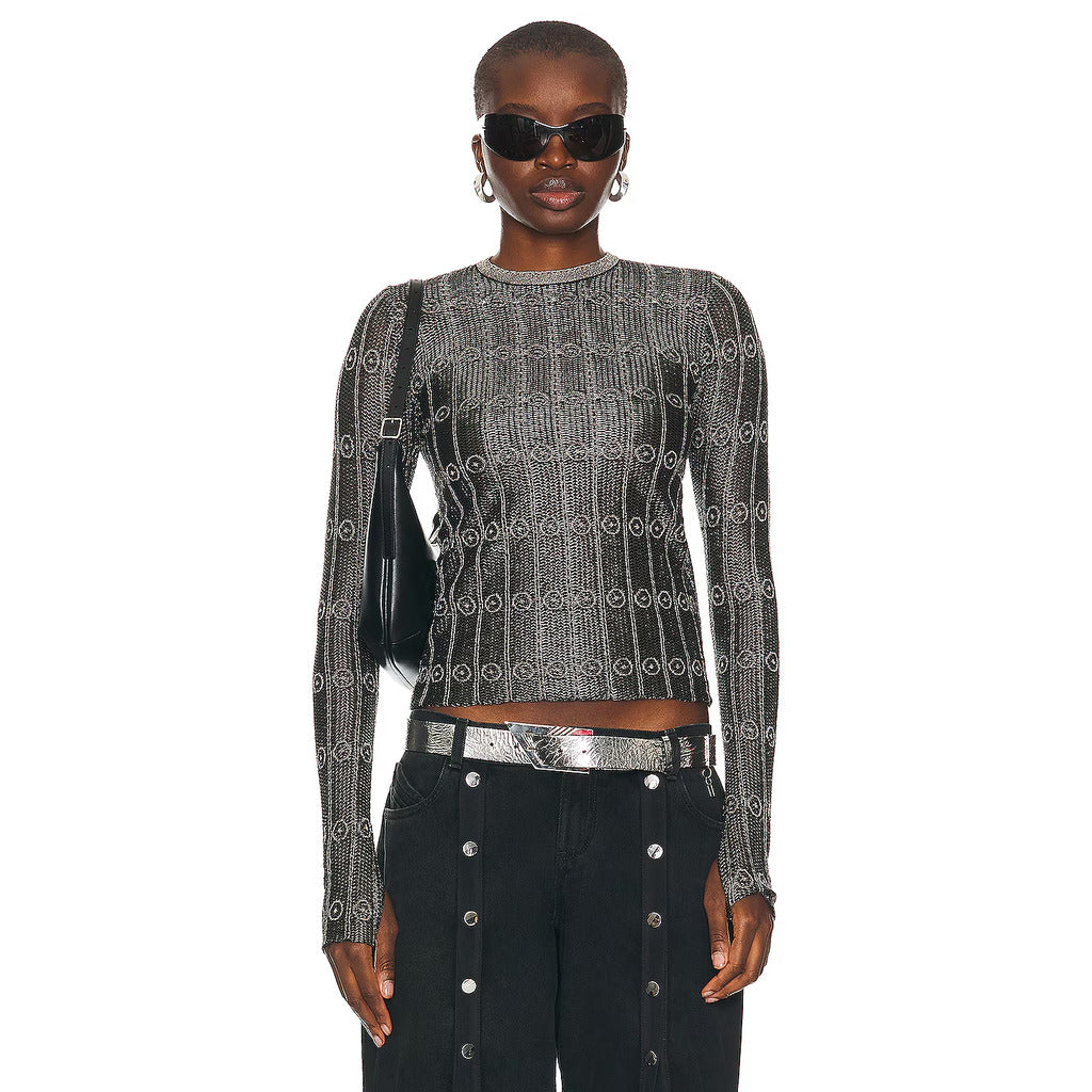 The Attico Top Black-Silver