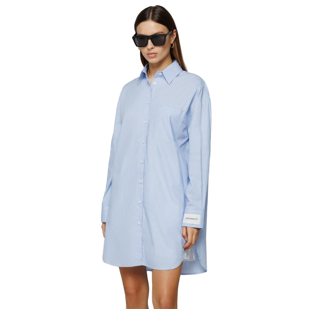 Hinnominate Cotton Chemisier Rigato Azzurro Light Blue — view 3