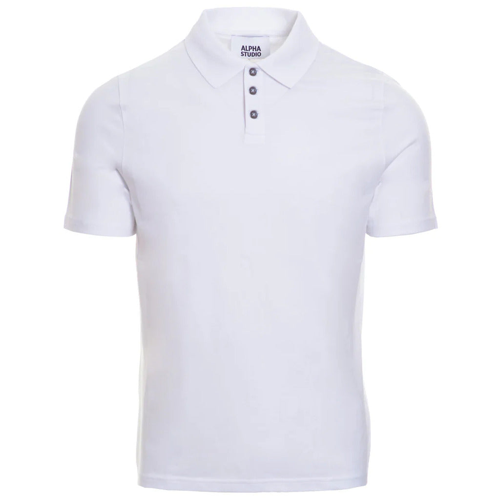 Alpha Studio Cotton Polo Shirt White