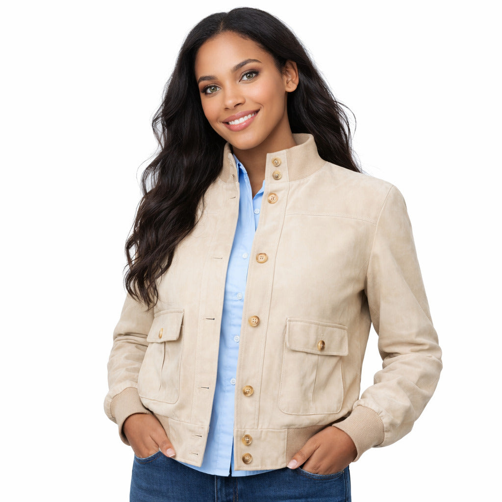 Emilio Romanelli Suede Jacket Beige
