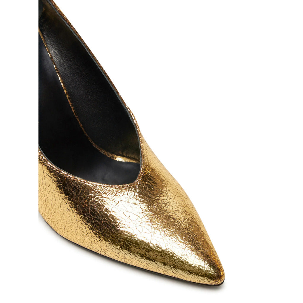 Patrizia Pepe Leather Pumps Craquelé Gold — view 5