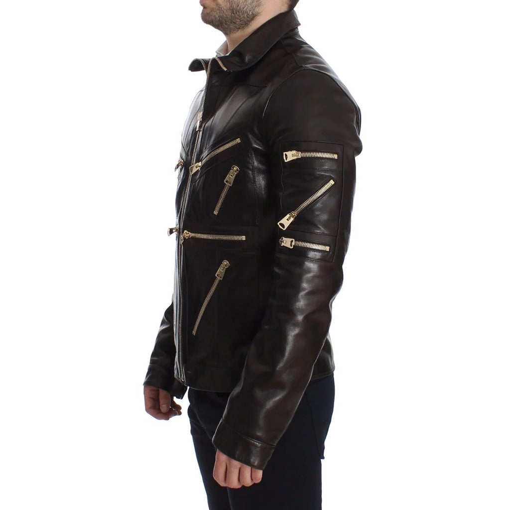 Dolce & Gabbana Leather Jacket Brown — view 3
