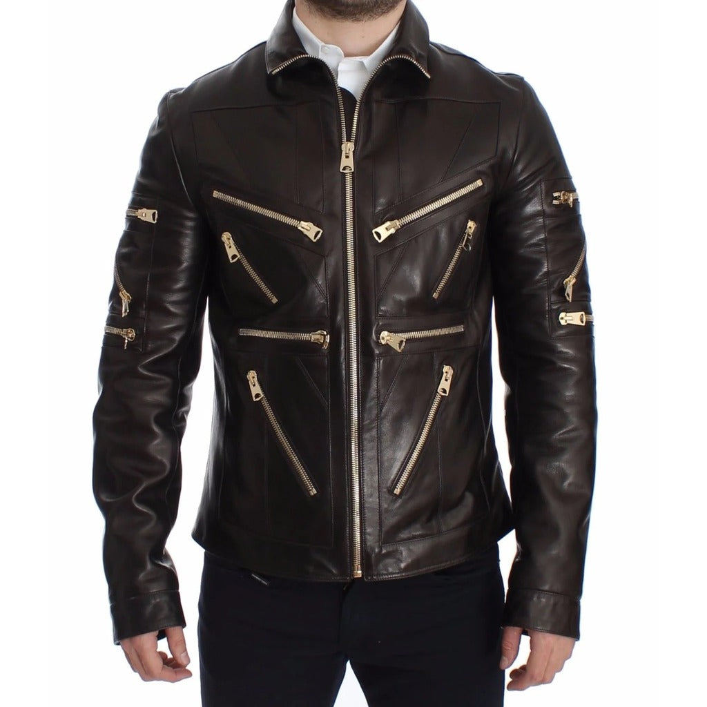 Dolce & Gabbana Leather Jacket Brown
