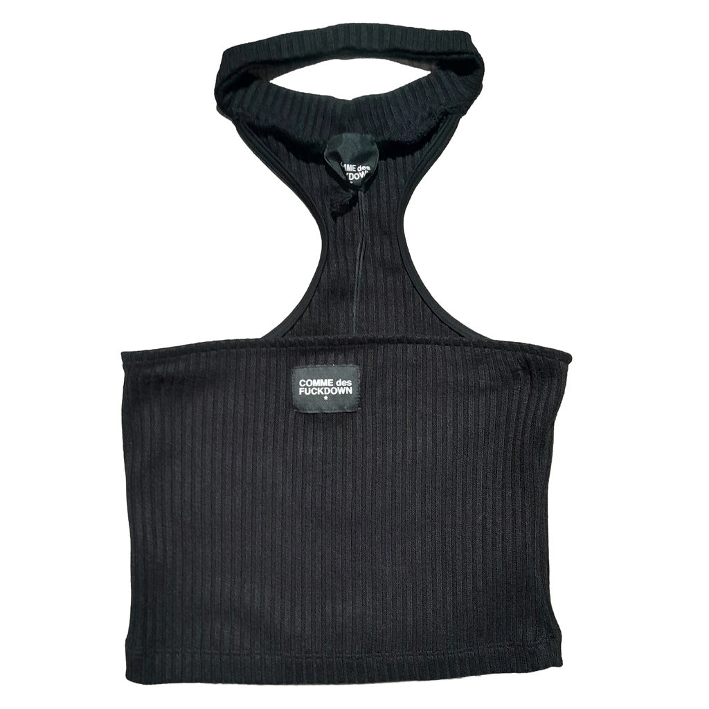 Comme Des Fuckdown Top Nero Con Etichetta