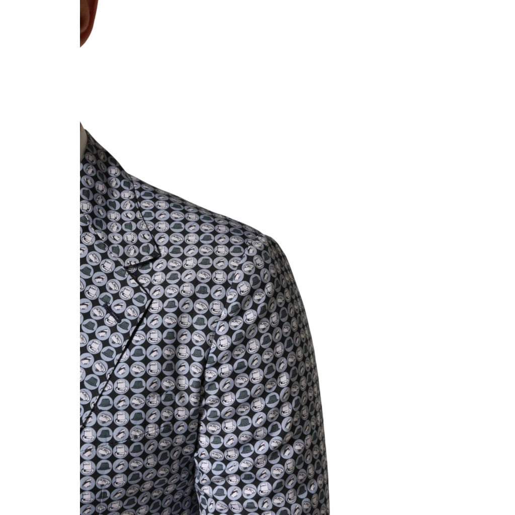 Dolce & Gabbana Cotton Blazer Blue Patterned Single Breasted — view 5
