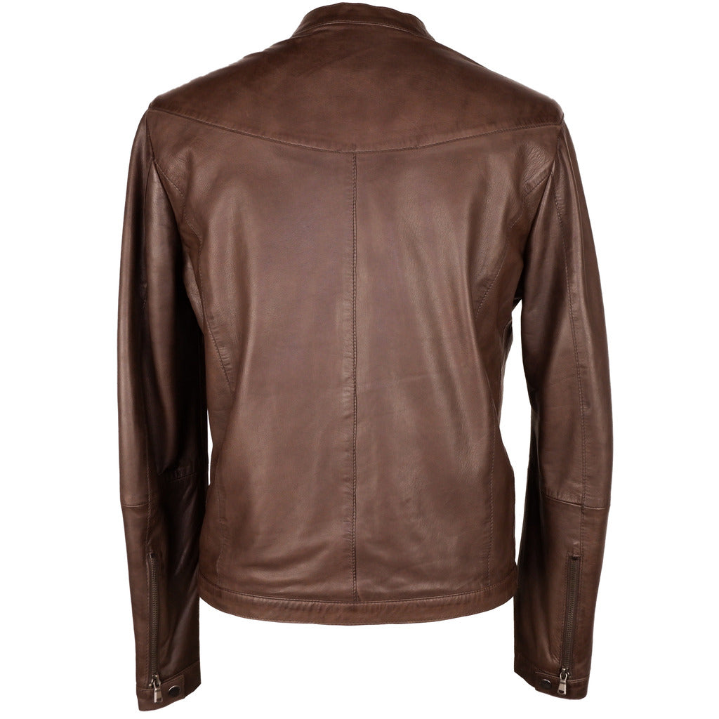 Emilio Romanelli Leather Jacket Brown — view 2