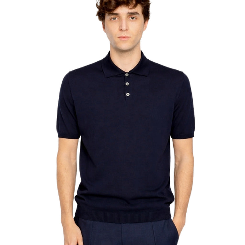 Alpha Studio Cotton Polo Shirt Blue