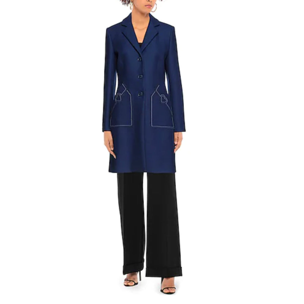 Love Moschino Wool Coat, Blue Color, Buttons Closure, 2-Pocket — view 2