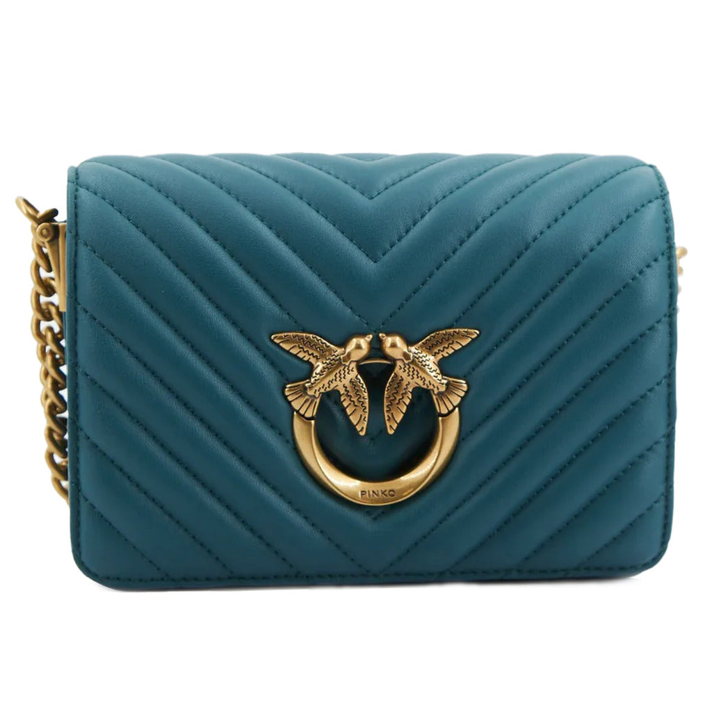 Pinko Leather Crossbody Bag Pink Blue