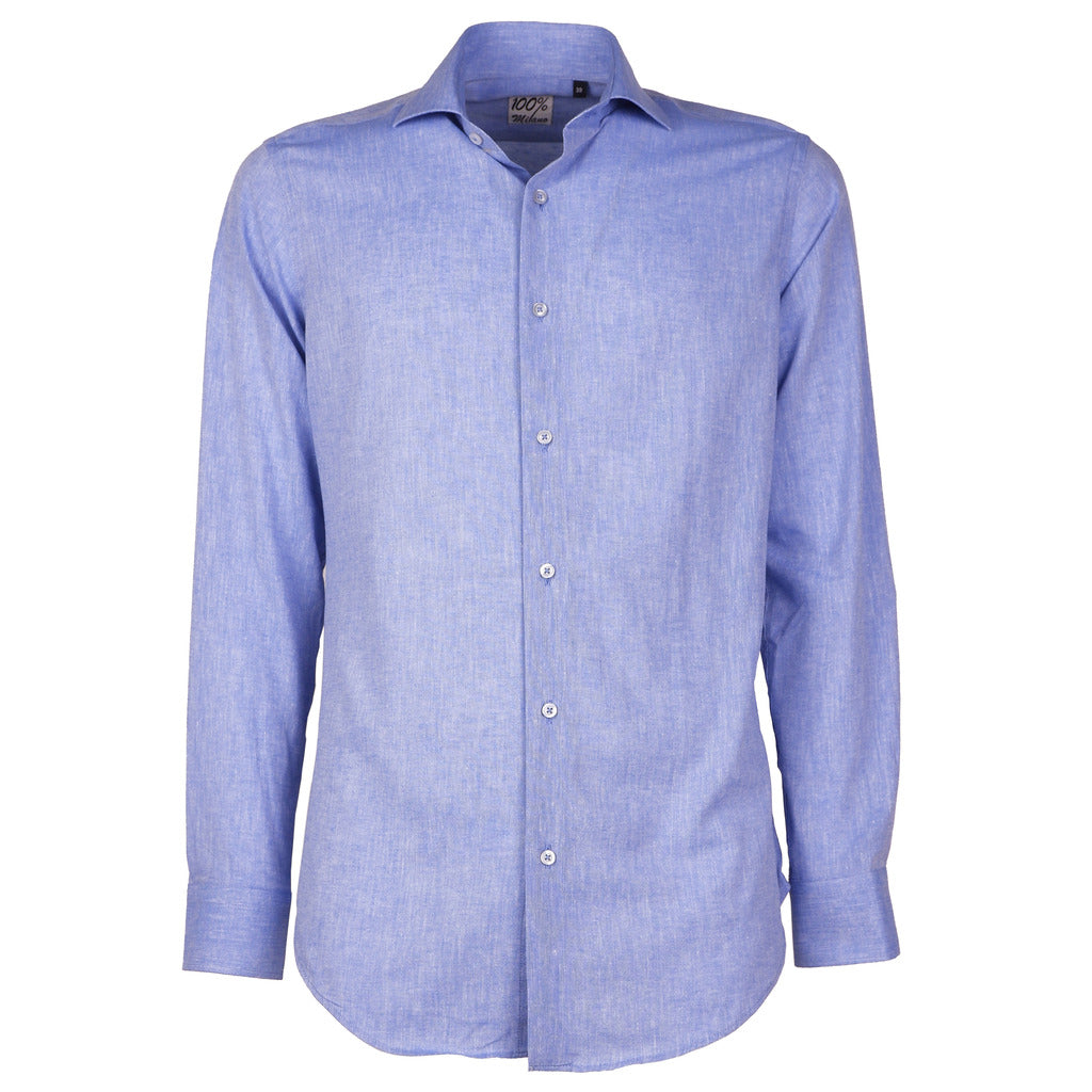 100% Milano cotton Linen Shirt Sky Blue Light Blue
