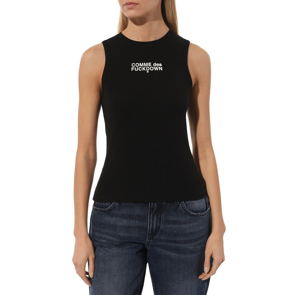 Comme Des Fuckdown Cotton Tank Top Costina Nera Black — view 4