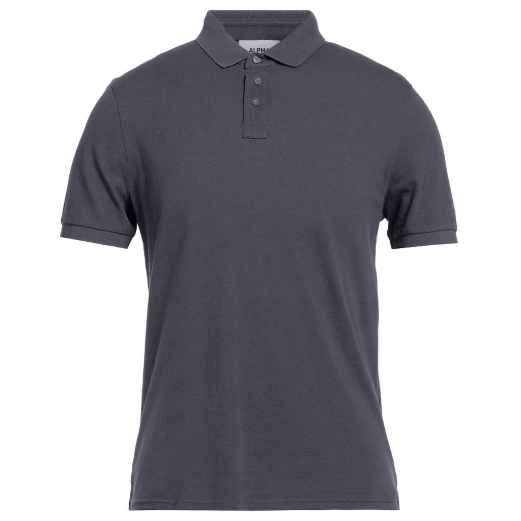 Alpha Studio Cotton Polo Shirt Midnight Blue Grey