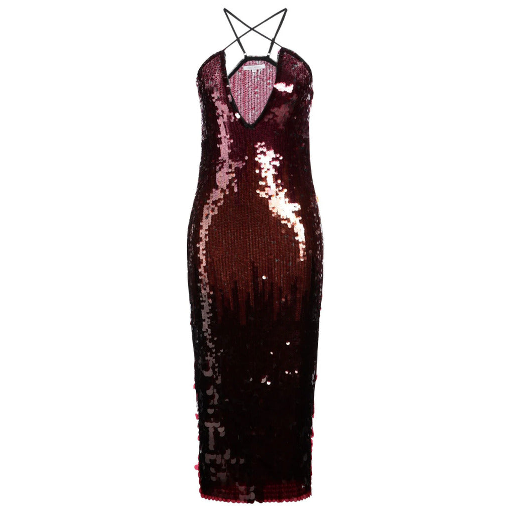 Patrizia Pepe Dress Sequins Degrade Burgundy