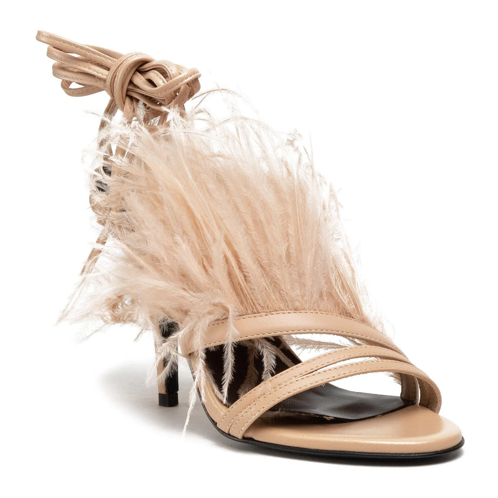 Patrizia Pepe Calfskin Sandali Pelle Con Piume — view 3