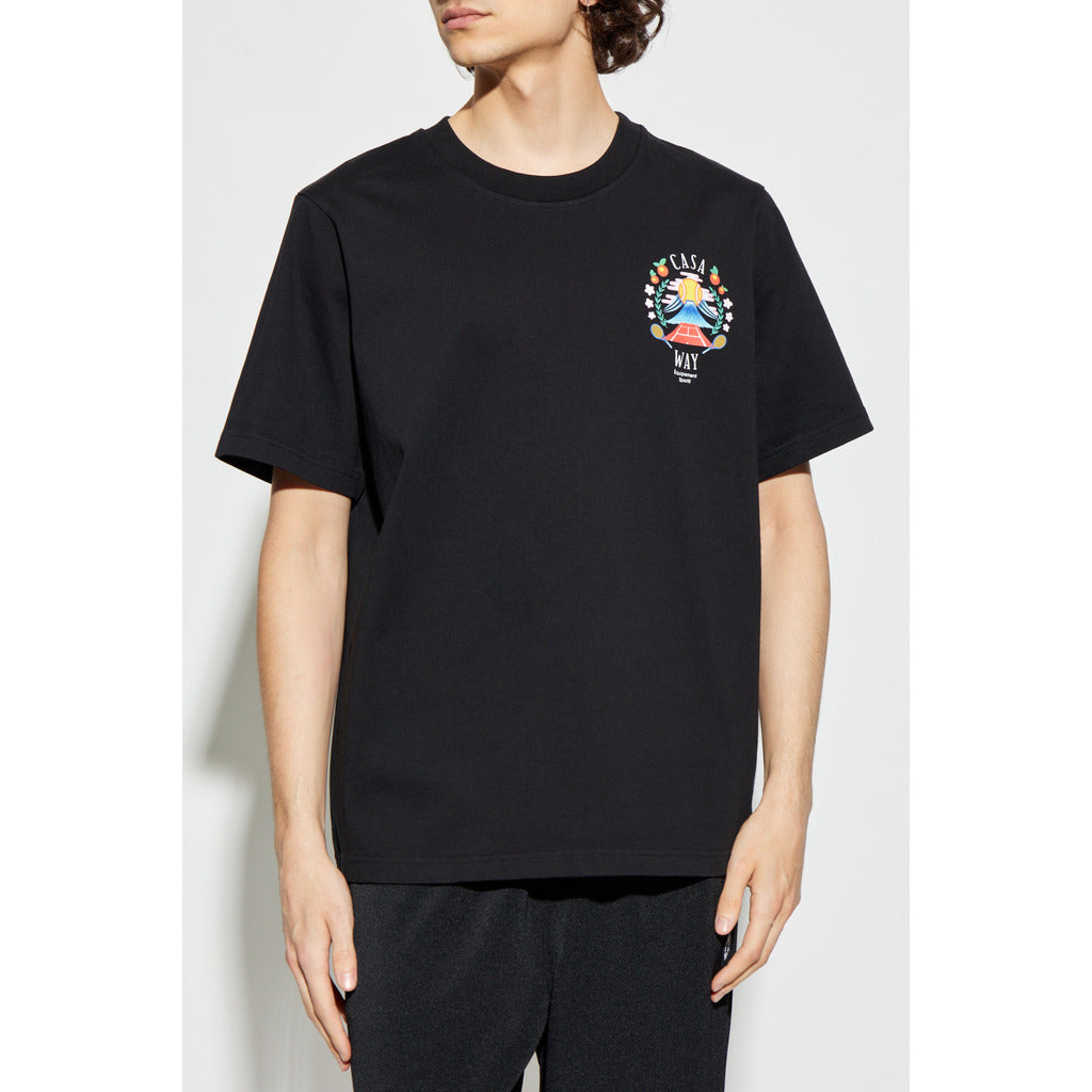 Casablanca Cotton T-Shirt Casa Way Mountain Black — view 3