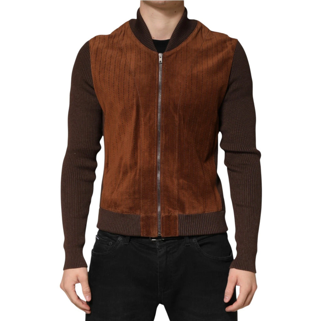 Dolce & Gabbana Suede Brown Velvet Calfskin Jacket