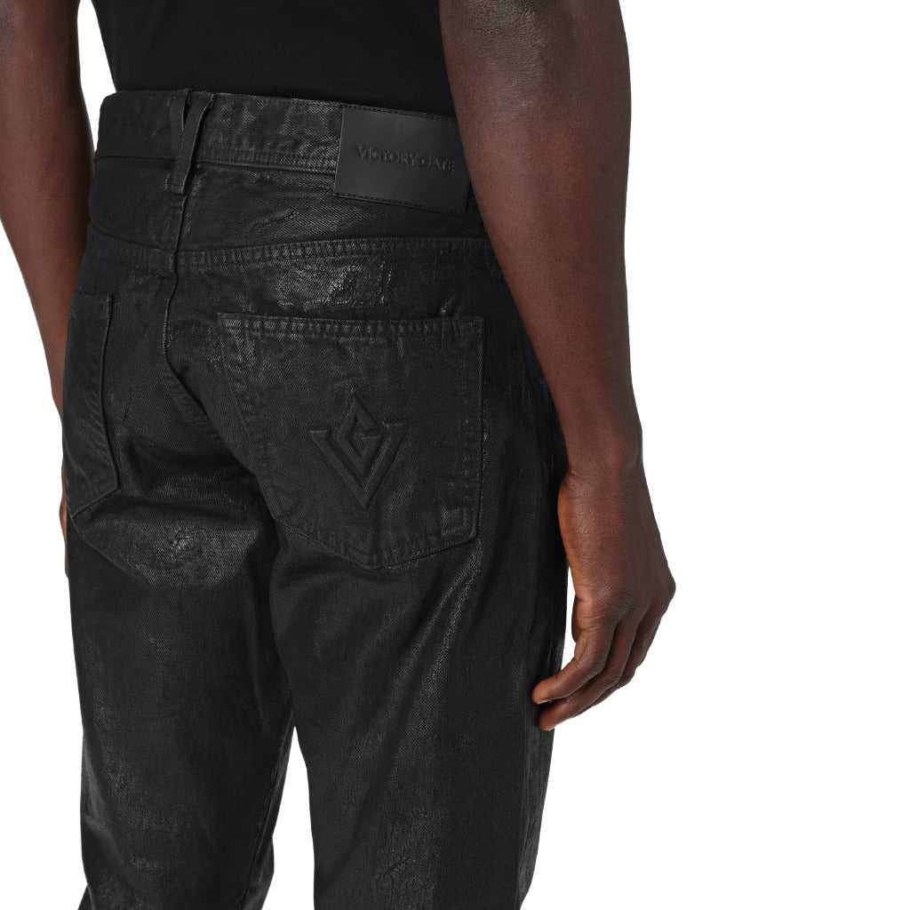 Victory Gate Leather Jeans Neri Black — view 3