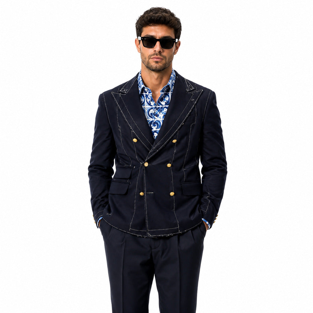 Dolce & Gabbana Wool Jacket Double-Breasted Imputure Blue