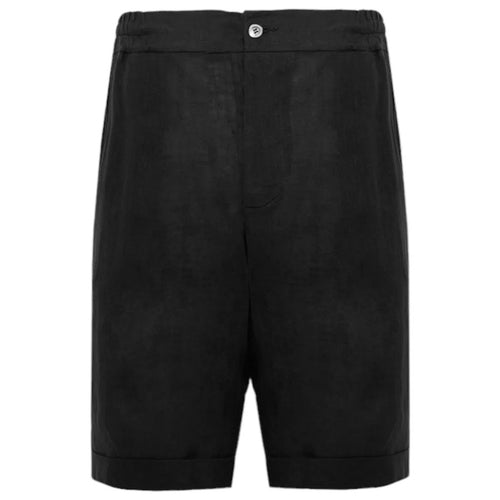 Alpha Studio Linen Shorts Black — view 2