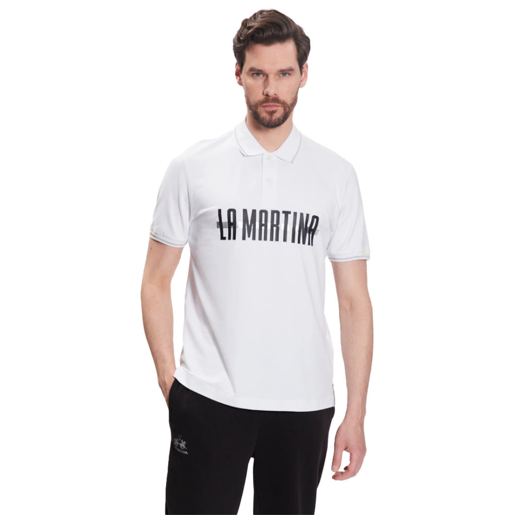 La Martina Cotton Polo Jersey Silky Fini Silver