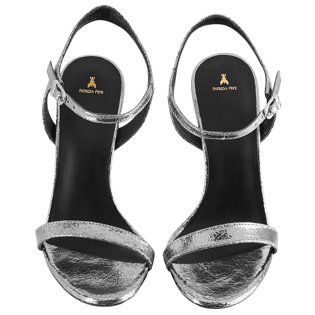 Patrizia Pepe Calfskin Sandali Craquelé Silver — view 4