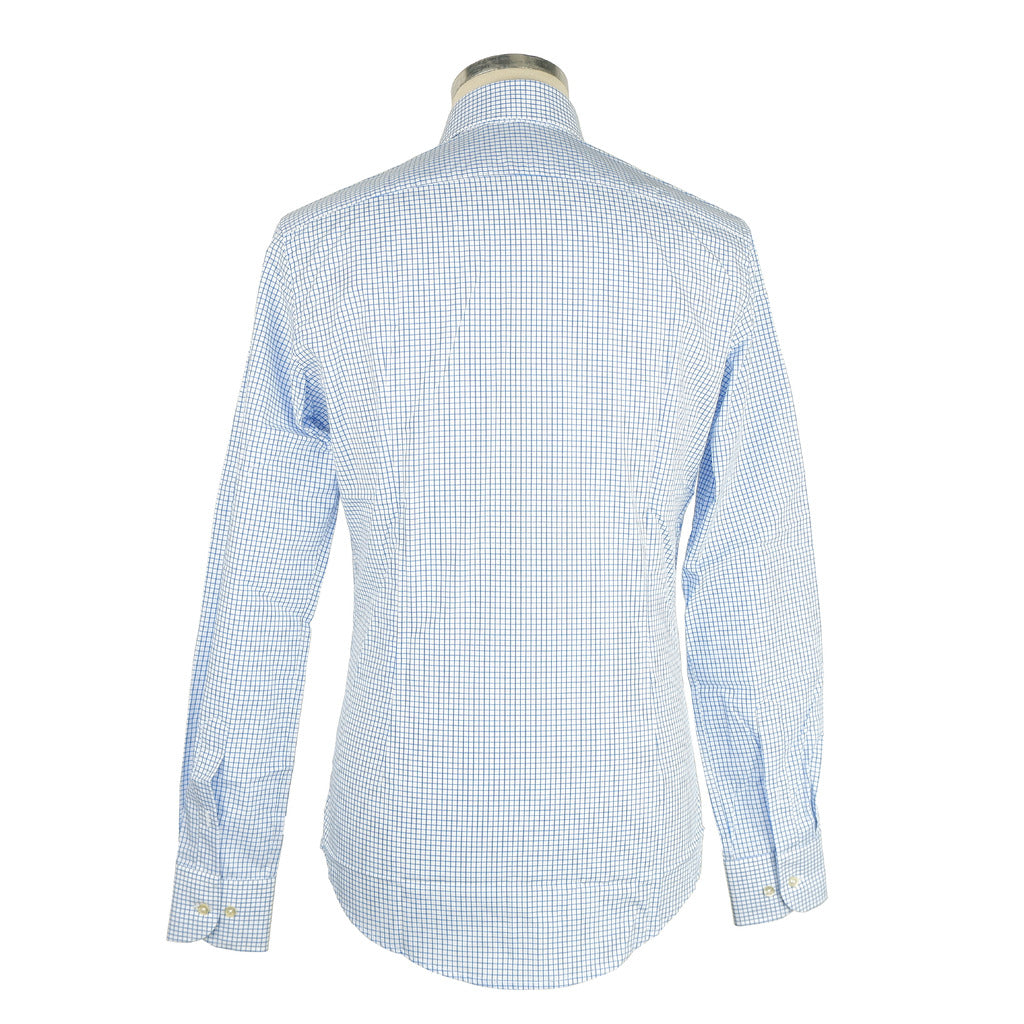 100% Milano men's shirt, white and blue checks