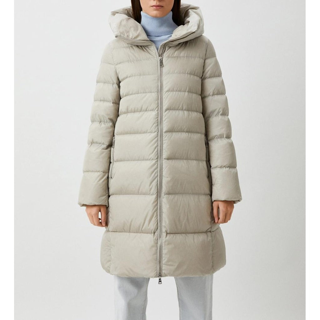 Add Long Light Grey Colored Down Jacket In