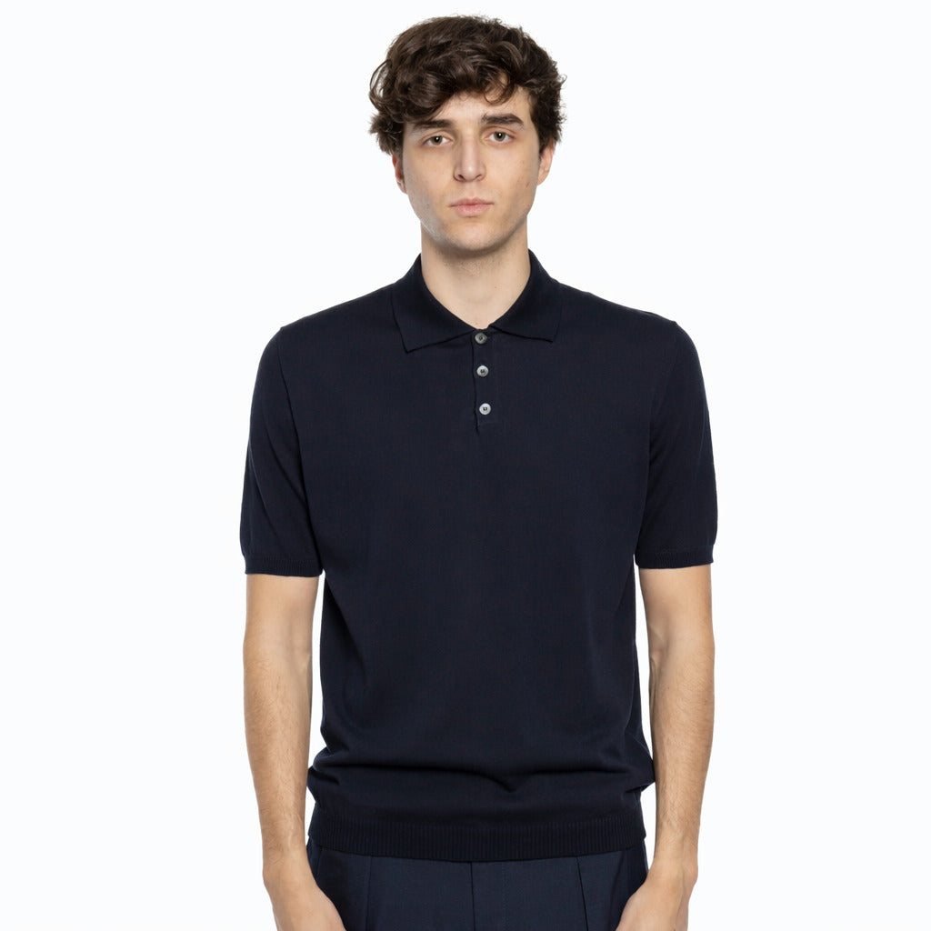 Alpha Studio Cotton Polo Shirt Blue