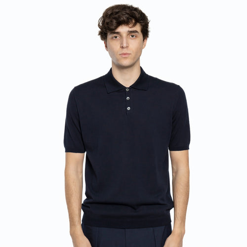 Alpha Studio Cotton Polo Shirt Blue