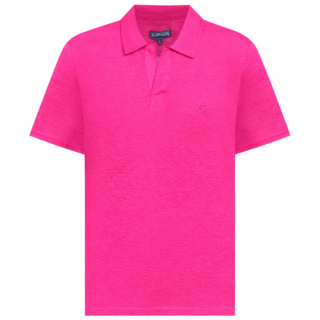 Vilebrequin Linen Polo Rosa Shocking