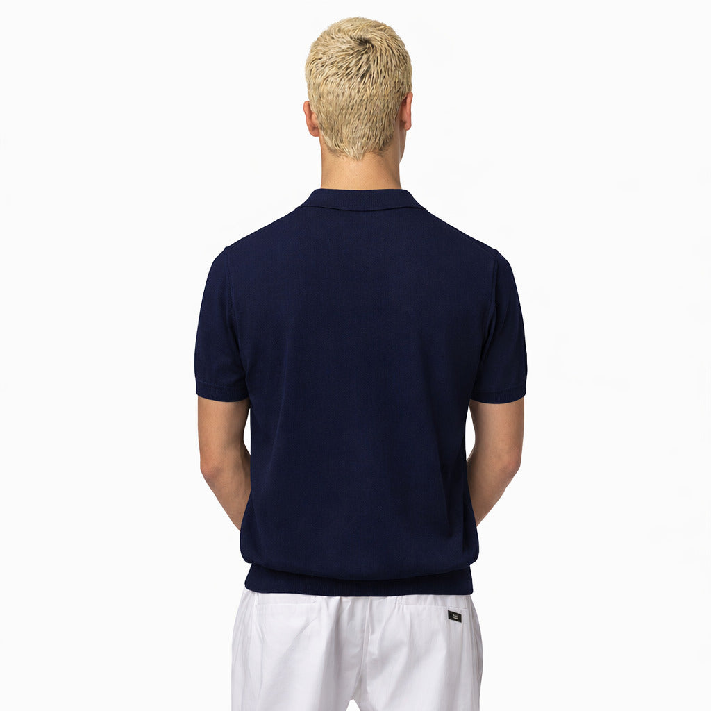 Alpha Studio Cotton Polo Shirt Blue — view 2