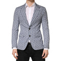 Dolce & Gabbana Cotton Blazer Blue Patterned Single Breasted